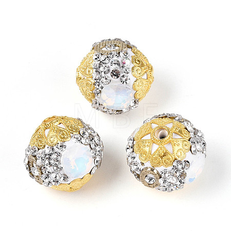 Handmade Polymer Clay Rhinestone Indonesia Beads CLAY-N015-04-1