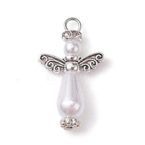 Acrylic Imitation Pearl with Alloy Pendants PALLOY-JF02477-1