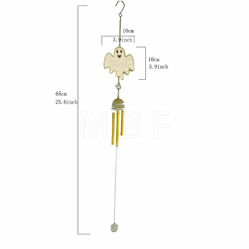 Halloween Ghost Alloy & Iron & Eanmel Wind Chime PW-WG7FA08-01-1