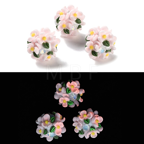 Luminous Polymer Clay Rhinestone Beads CLAY-U002-01E-1