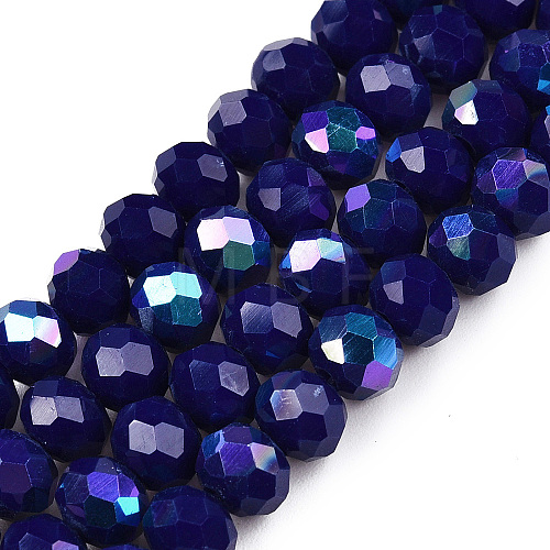 Electroplate Opaque Solid Color Glass Beads Strands EGLA-A044-P6mm-L07-1