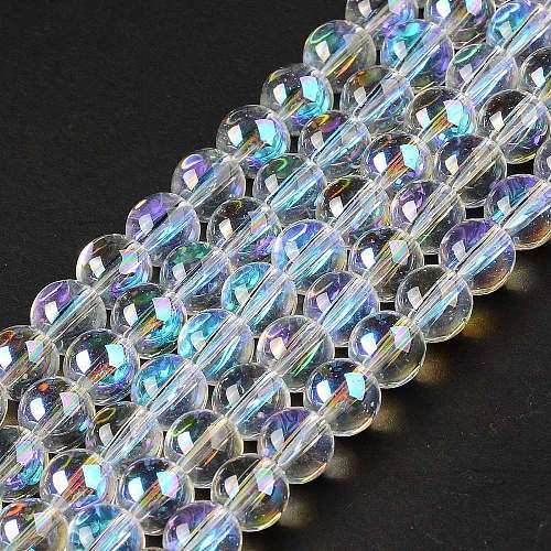 Transparent Electroplate Glass Beads Strands EGLA-I015-01B-1