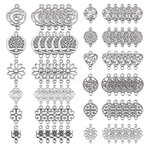 84Pcs 14 Styles Tibetan Style Alloy Connector Charms FIND-SC0003-33-1
