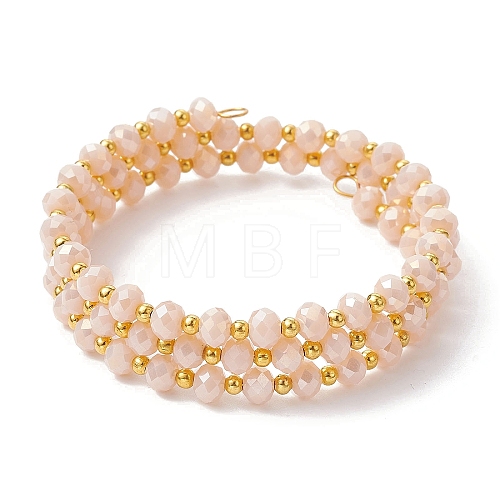 Glass Rondelle Beaded Wrap Style Bracelet BJEW-JB09965-05-1