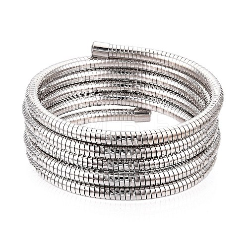 Iron Round Snake Chains Wrap Cuff Bangles BJEW-T022-02P-1