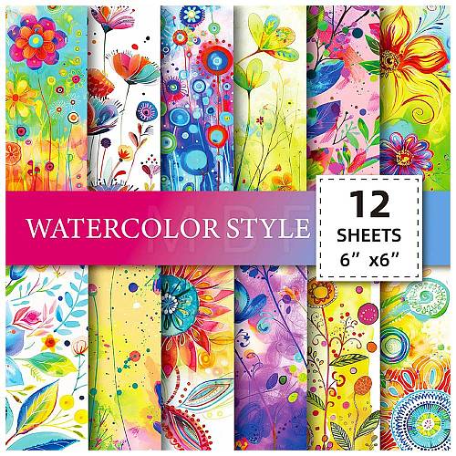 12 Sheets Flower Scrapbook Paper Pad PW-WG7C186-01-1