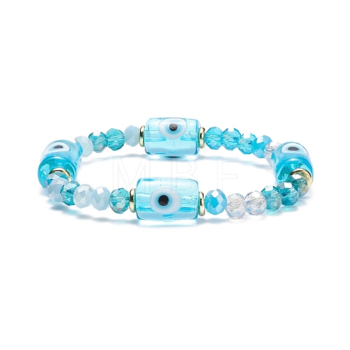 Column with Evil Eye Lampwork & Glass Beaded Stretch Bracelet for Women BJEW-JB08634-01-1