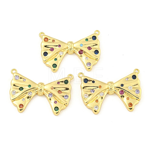 Bowknot Rack Plating Brass Micro Pave Colorful Cubic Zirconia Pendants KK-Z053-06G-1