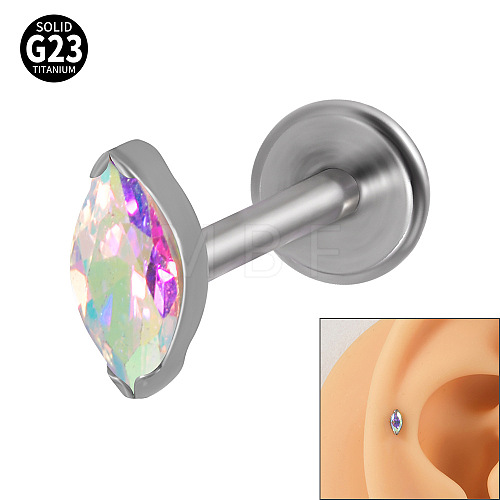 G23 Titanium Cubic Zirconia Horse Eye 17 Gauge Lip Labret Rings for Women Men WG9E7C9-25-1