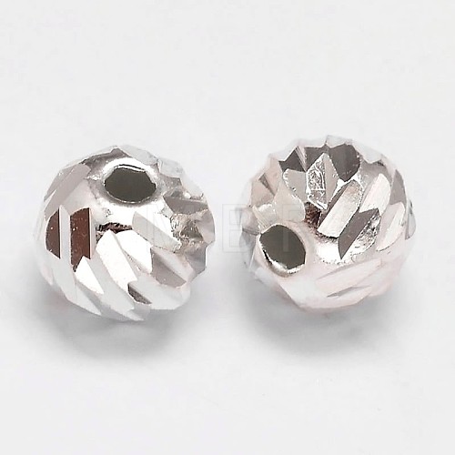 Fancy Cut Faceted Round 925 Sterling Silver Beads STER-F012-11A-1