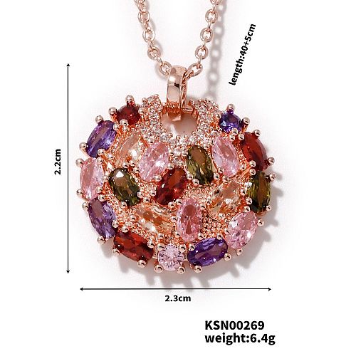 Brass Colorful Rhinestone Pendant Necklaces for Women IM3038-4-1