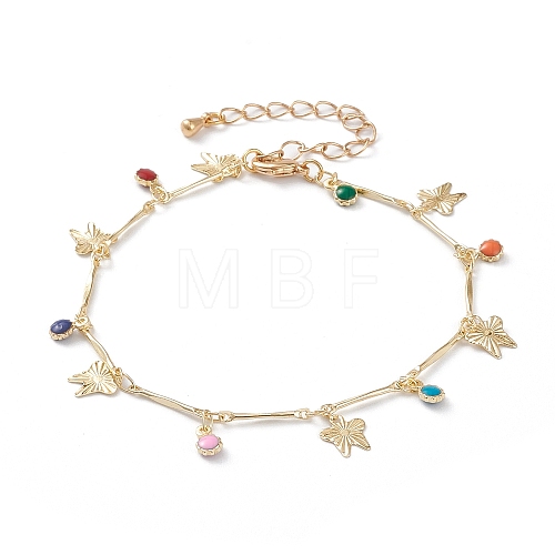 Brass Enamel Charm Bracelets BJEW-JB05770-1