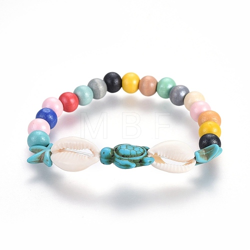 Wood Beads Stretch Bracelets BJEW-JB04097-1