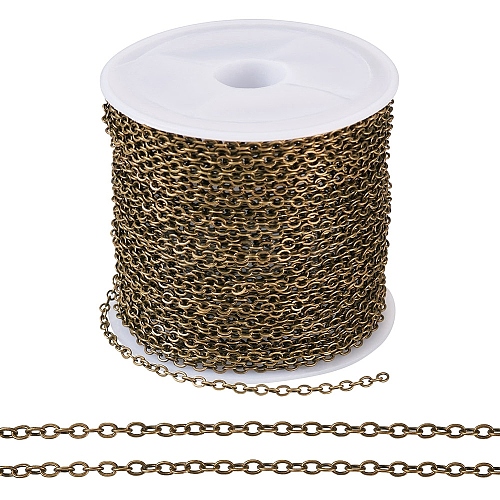 Brass Coated Iron Flat Cable Chains CH-TAC0007-02AB-1