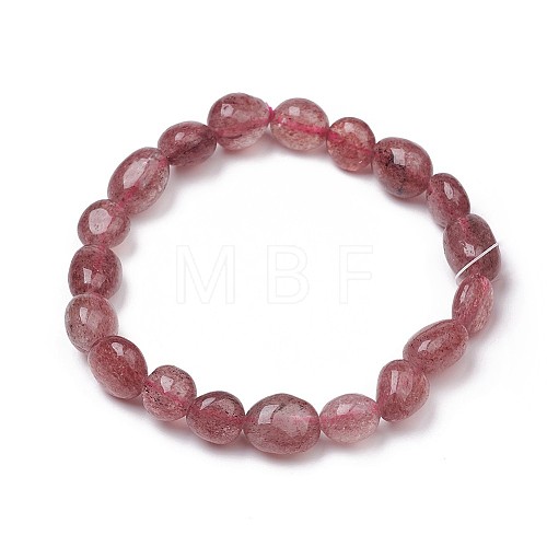 Natural Strawberry Quartz Stretch Beaded Bracelets X-BJEW-K213-C12-1