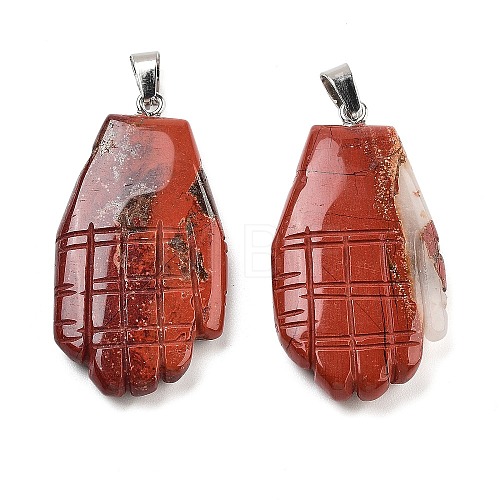 Natural Red Jasper Carved Pendants G-K369-01P-11-1