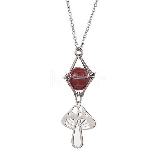 Natural Carnelian Interchangeable Holder Pendant Necklace for Women NJEW-JN04631-02-1