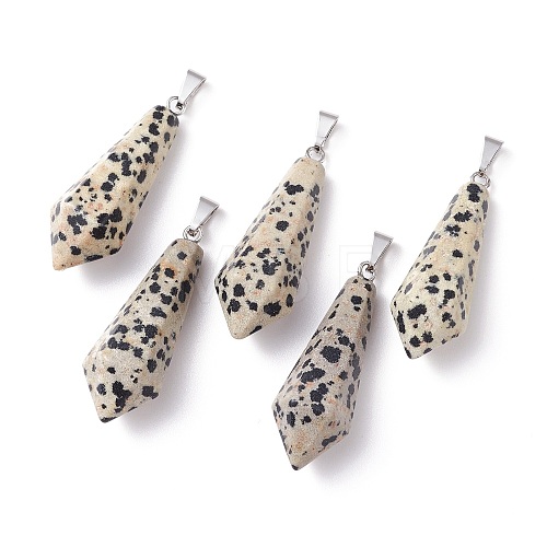 Natural Dalmatian Jasper Pointed Pendants G-I314-02P-15-1