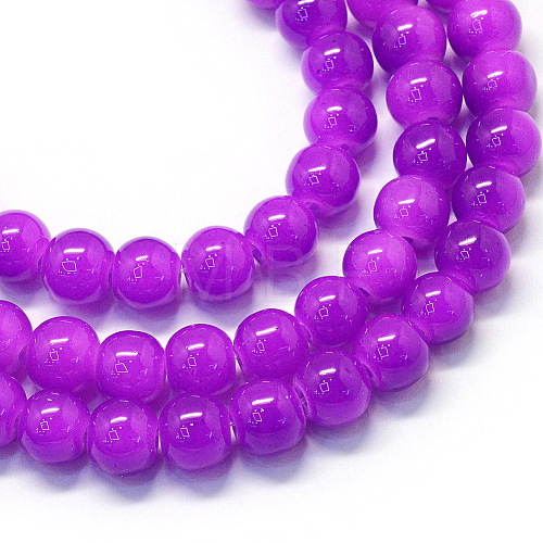 Baking Painted Imitation Jade Glass Round Bead Strands DGLA-Q021-4mm-27-1