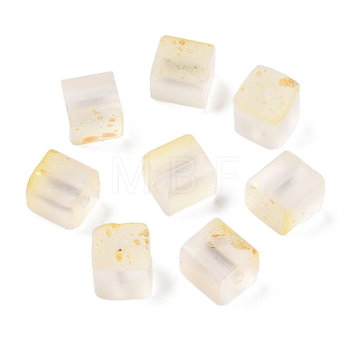 Frosted Glass Beads with Golden Glitter Powder DGLA-NH001-8mm-01A-1