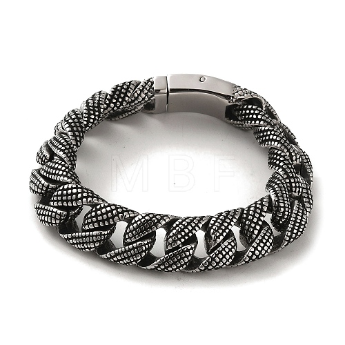 304 Stainless Steel Cuban Link Chain Bracelets for Women Men BJEW-Q341-06B-AS-1