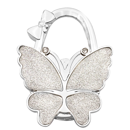 Glitter Butterfly Zinc Alloy Crystal Rhinestone Bag Hanger BAGH-F001-A09-1