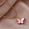 Vintage 304 Stainless Steel Enamel Butterfly Pendant Necklaces for Women YX3254-1