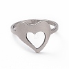 Non-Tarnish 201 Stainless Steel Heart Finger Ring RJEW-J051-12P-2