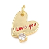 Brass Micro Pave Clear Cubic Zirconia Charms KK-CBACF03-04G-C-2