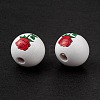 Printed Natural Wood European Beads WOOD-C015-03A-5
