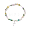 Cross 304 Stainless Steel Charm Bracelets BJEW-JB13112-01-1