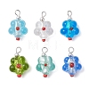 6Pcs 6 Colors Handmade Silver Foil Glass Lampwork Pendants PALLOY-JF04685-1