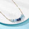 Natural Lapis Lazuli & Aquamarine Chip Beaded Pendant 304 Stainless Steel Satellite Chain Necklaces for Women NJEW-JN05608-6