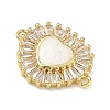Brass Pave Clear Cubic Zirconia Connector Charms KK-A293-12G-04-2