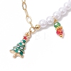5Pcs 5 Styles Christmas Acrylic Imitated Pearl & Paperclip Chain Bracelets BJEW-JB10383-4