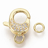Brass Micro Pave Clear Cubic Zirconia Lobster Claw Clasps ZIRC-S066-017-3