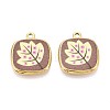 Printed Style 304 Stainless Steel Square Pendants STAS-T071-25B-G-1