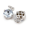 Flat Round Brass Glass Charms KK-L240-06P-02-2
