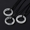 Natural Quartz Crystal Ring Pendant Necklace with Waxed Cords NJEW-R262-01A-05-2
