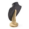 Bust Shaped Microfiber & Wood Jewelry Necklace & Earrings Display Stands NDIS-H042-01C-02-2