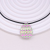 Colorful Happy Easter Acrylic Plaid Pendant Black Waxed Cord Necklaces for Women FS-WGC6641-04-1