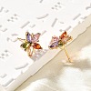 Brass Micro Pave Cubic Zirconia Stud Earrings EJEW-R018-10G-03-2