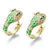 Green Cubic Zirconia Snake Huggie Hoop Earring EJEW-N011-46D-NF-1