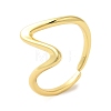 Rack Plating Wave Brass Open Cuff Ring for Women RJEW-S413-04G-1