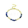 Natural Sodalite Star Beaded Bracelets with 304 Stainless Steel Paperclip Chains WGC91F5-02-2