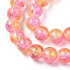 Two-Tone Crackle Baking Painted Transparent Glass Beads Strands CCG-T004-8mm-07-2