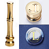 Golden Tone Brass Wax Seal Stamp Head with Bamboo Stick Shaped Handle STAM-K001-05G-L-1