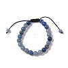 8mm Round Dyed & Heated Natural Blue Aventurine Braided Bead Bracelets BJEW-C067-01B-16-2