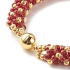 Glass Seed Beaded Bracelet with Brass Magnetic Clasp BJEW-JB07802-01-5