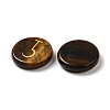 13Pcs Flat Round Natural Tiger Eye Rune Stones G-K335-08D-2